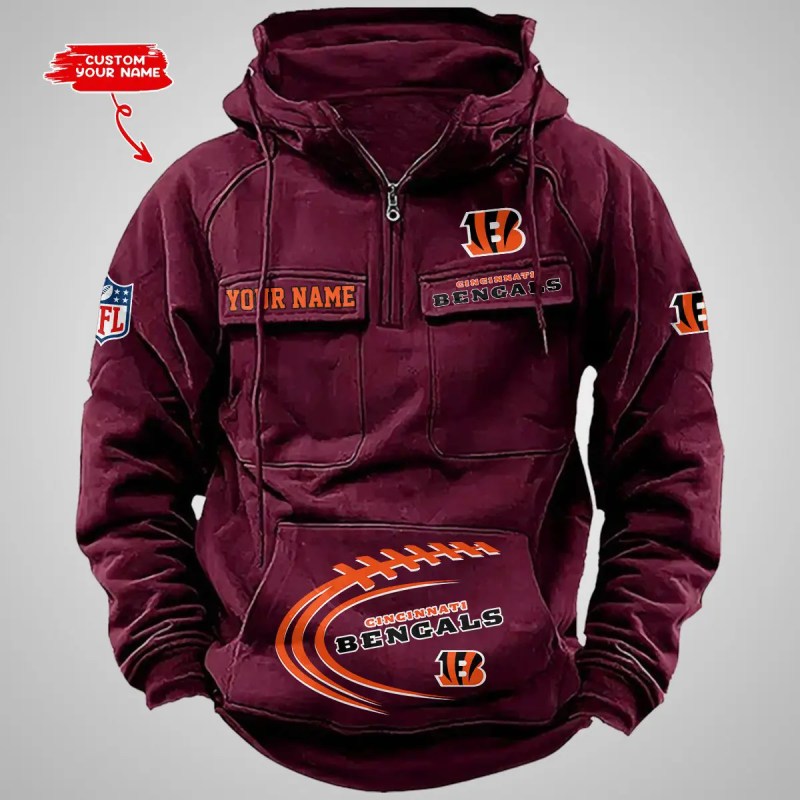 Cincinnati Bengals Multi-Pockets Zip Hoodie Image 5
