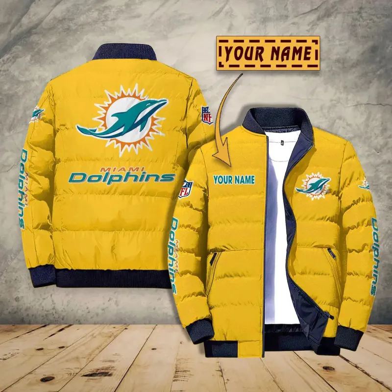 Miami Dolphins Puffer Jacket Close Up
