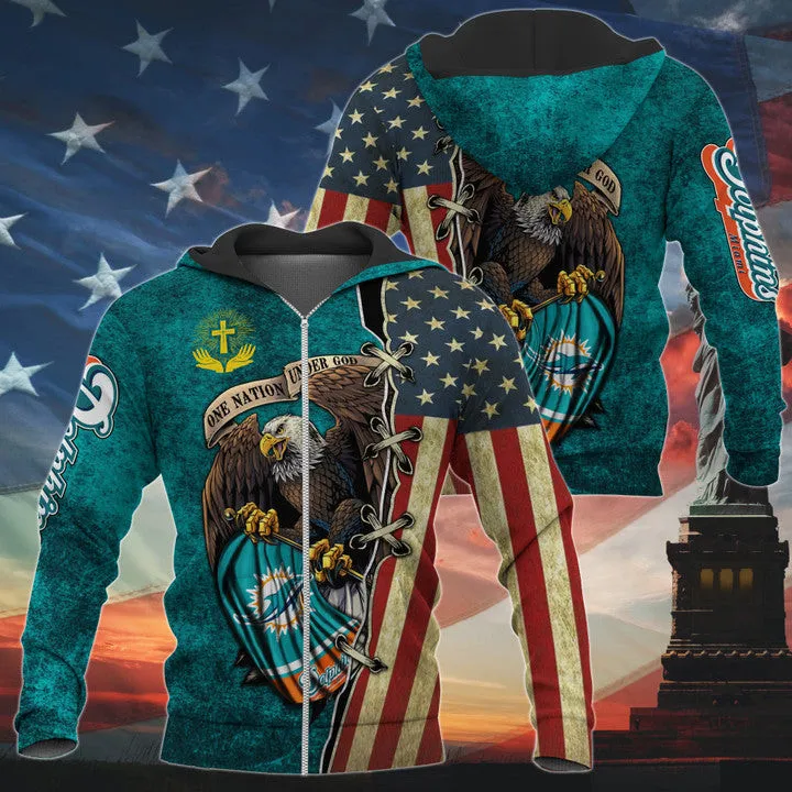 One Nation Under God Miami Dolphins Hoodie