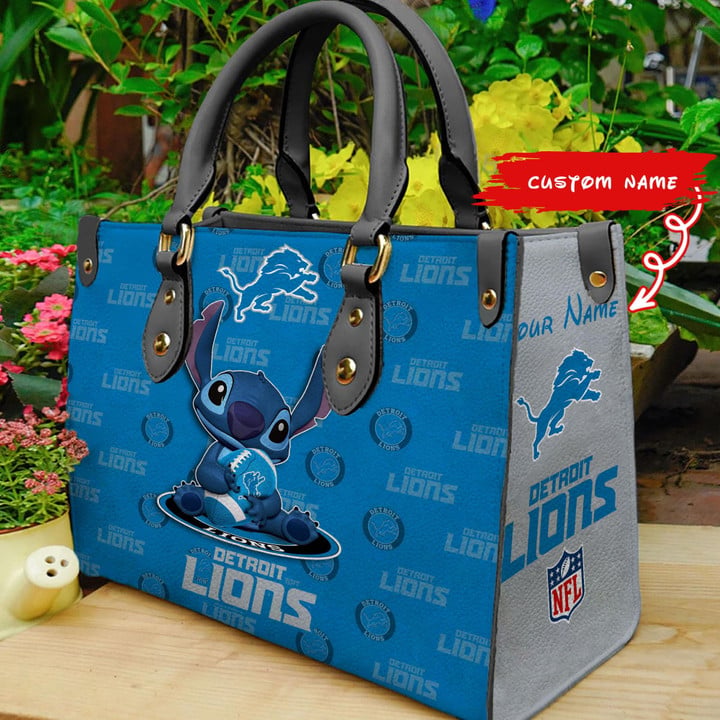 Detroit Lions Personalized Leather Handbag