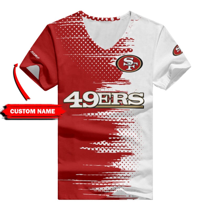 San Francisco 49ers Personalized Summer V-neck Women T-shirt