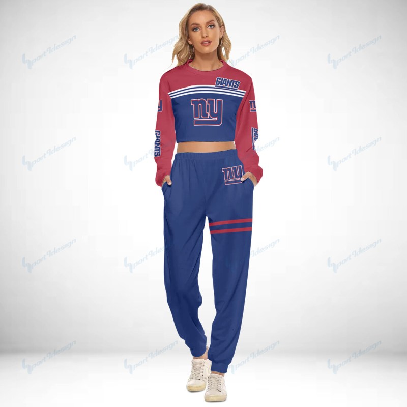 Crop Sweatshirt Suit for New York Giants Fans