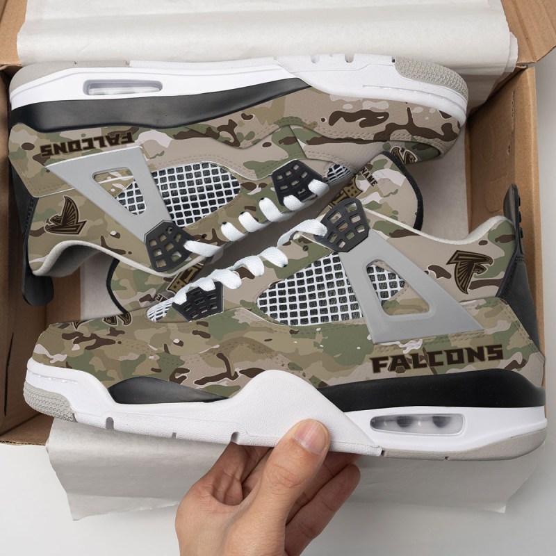 Atlanta Falcons Camo Personalized AJ4 Sneaker