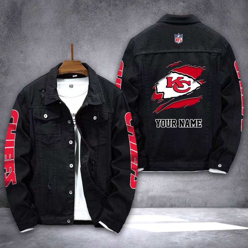 Kansas City Chiefs Denim Jacket Back View