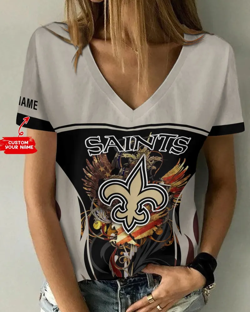 New Orleans Saints Personalized V-neck Women's T-shirt
