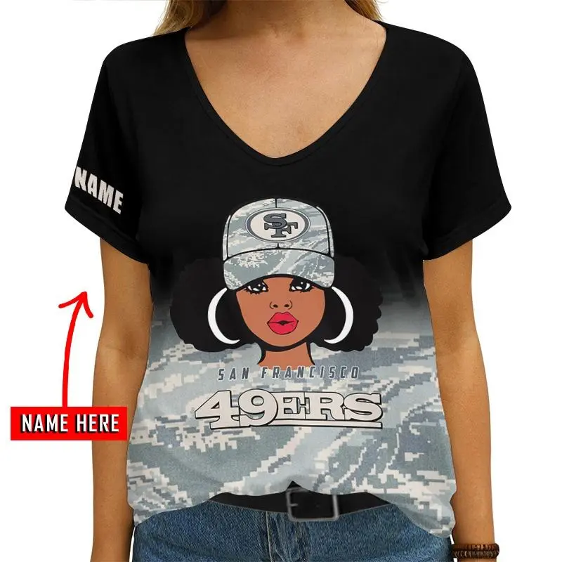 San Francisco 49ers Personalized V-neck T-shirt