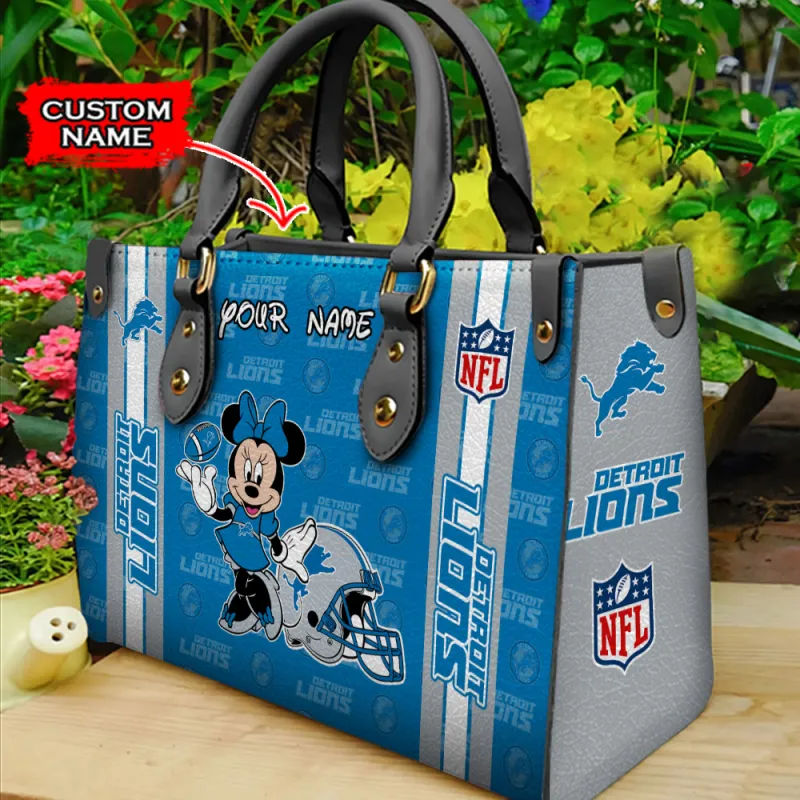 Detroit Lions Personalized Leather Hand Bag