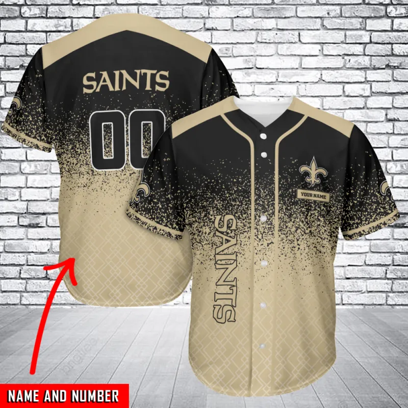 New Orleans Saints Personalized Baseball Jersey - Custom Fan Gear