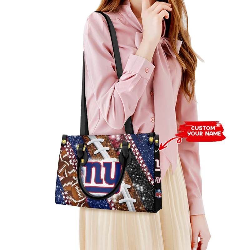 New York Giants Personalized Leather Hand Bag