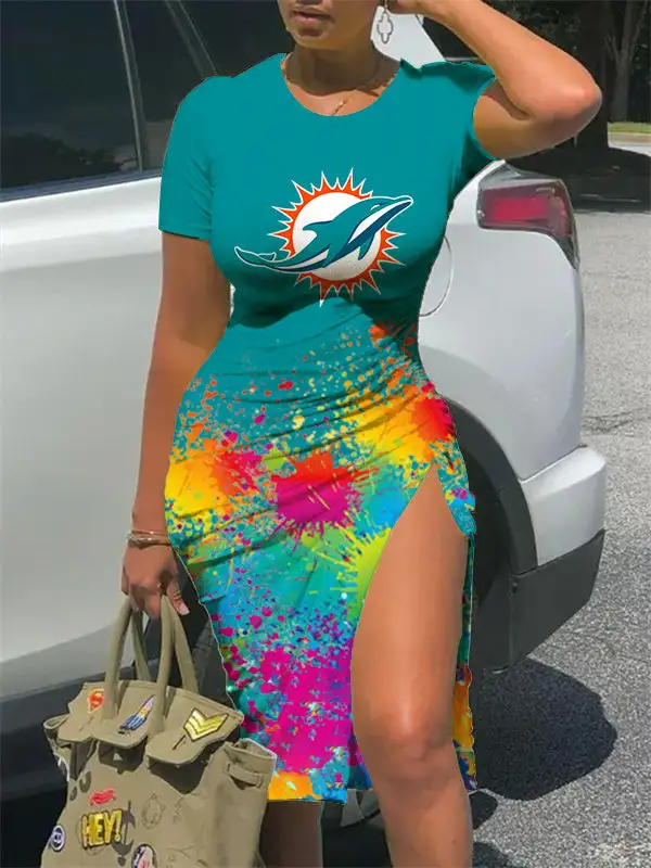 Miami Dolphins Slit Bodycon Dress