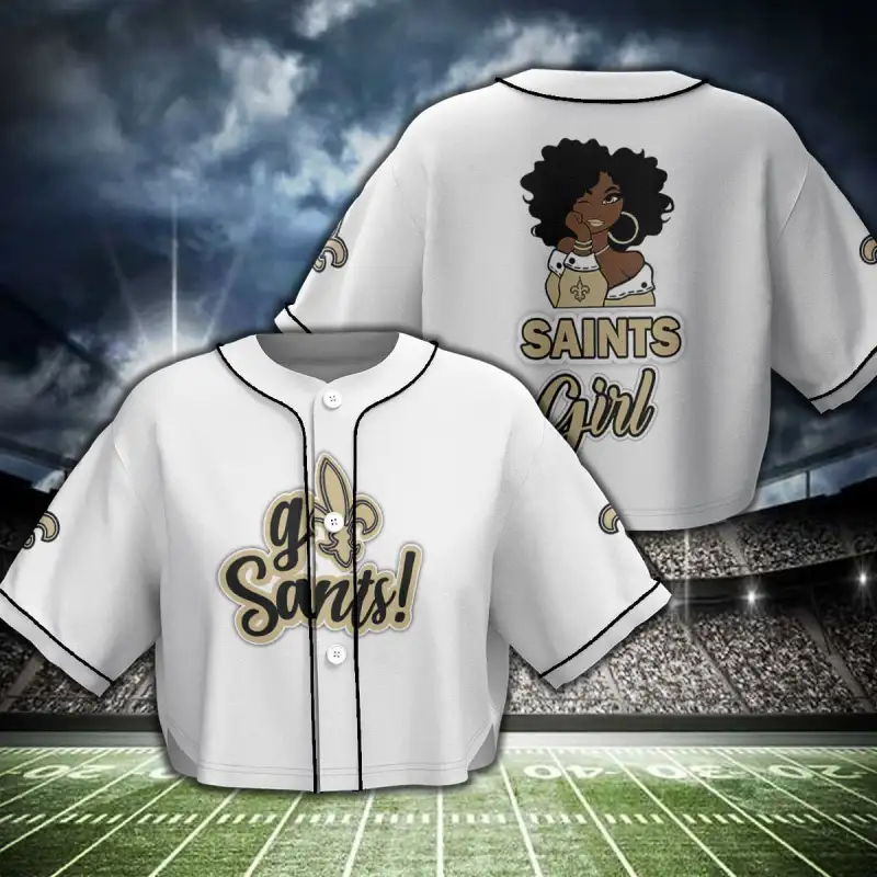 New Orleans Saints Crop Top Baseball Jersey
