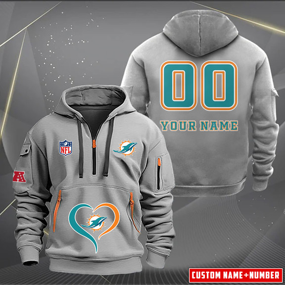 Miami Dolphins Quarter Zip Hoodie 1
