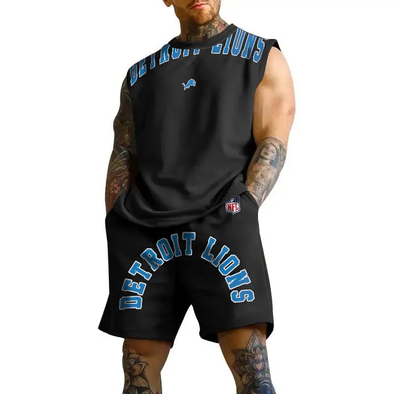 Detroit Lions Combo Men Jersey Tank Top and Shorts