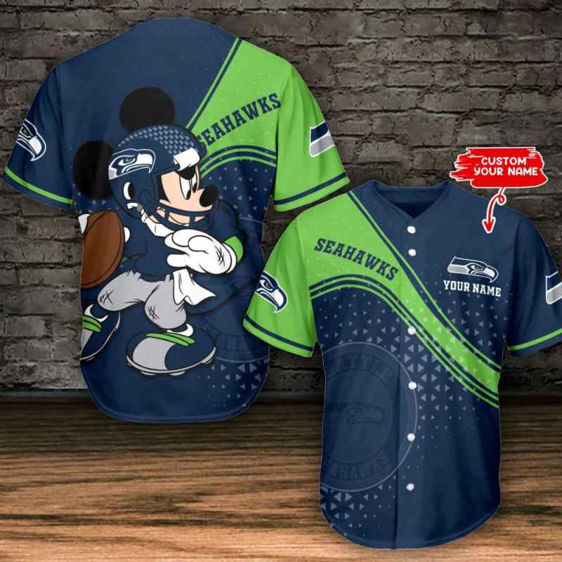 Seattle Seahawks Personalized Baseball Jersey