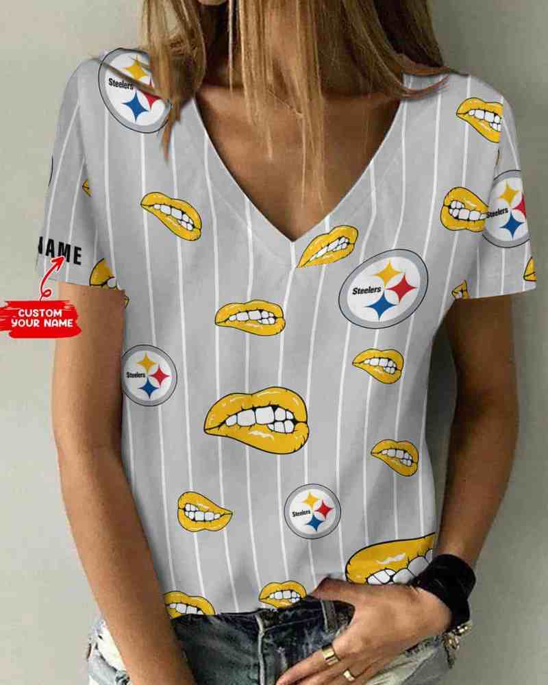 Pittsburgh Steelers Personalized V-neck Women T-shirt