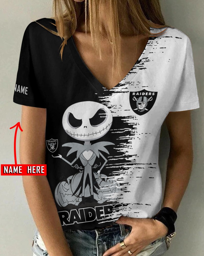 Las Vegas Raiders Personalized V-neck Women T-shirt
