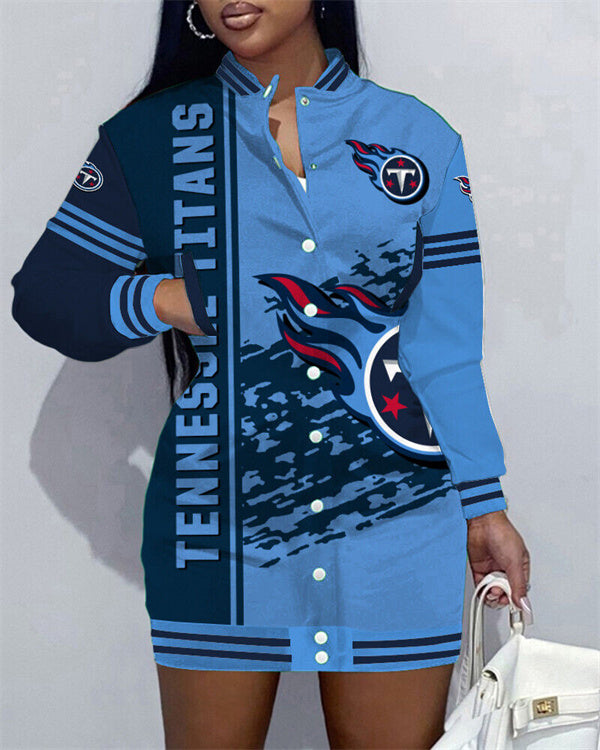Tennessee Titans Women Button Down Jacket Dress