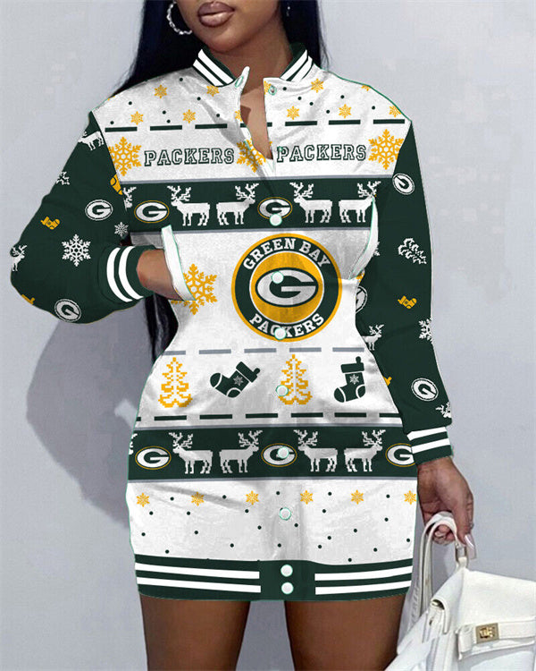 Green Bay Packers Women Button Down Jacket Dress