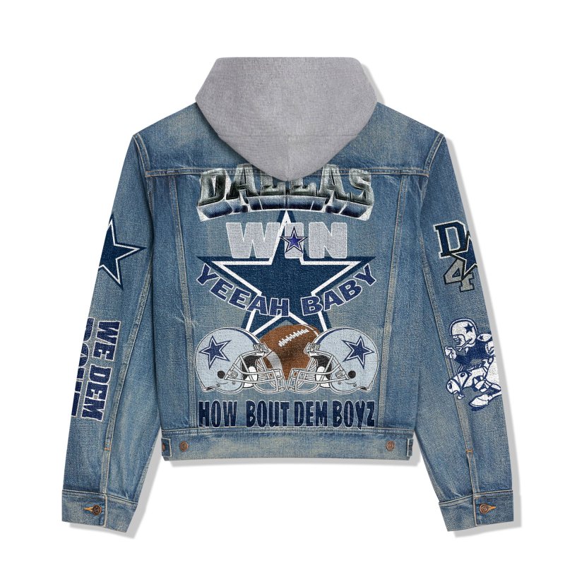 Dallas Cowboys Premium Hooded Denim Jacket - Back Design