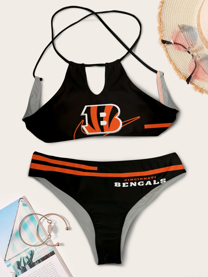Cincinnati Bengals Women's Cami Keyhole Swimsuit 3
