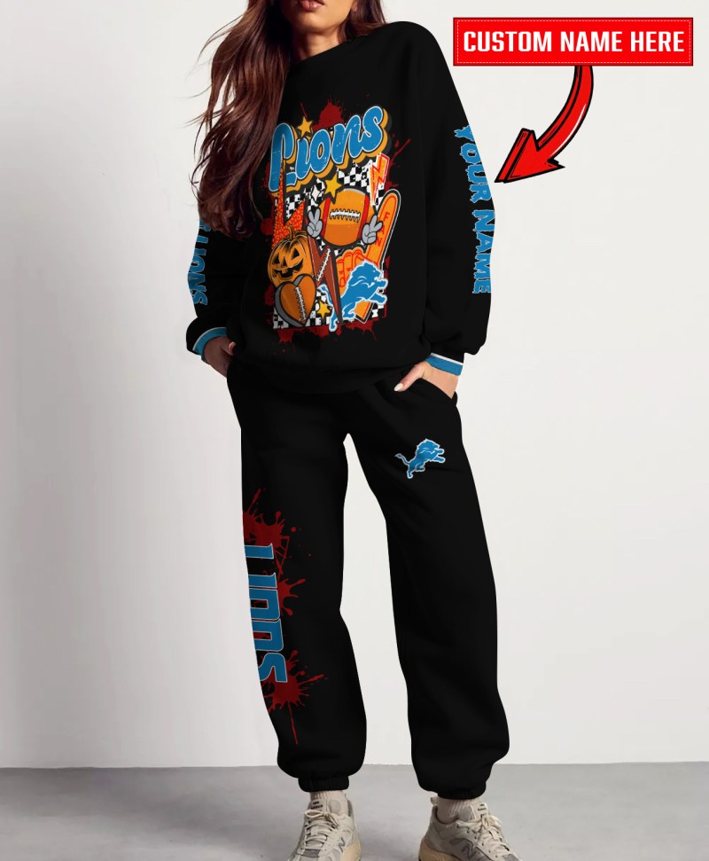 Detroit Lions Halloween Collection Unisex Sweatshirt And Sweatpants Set