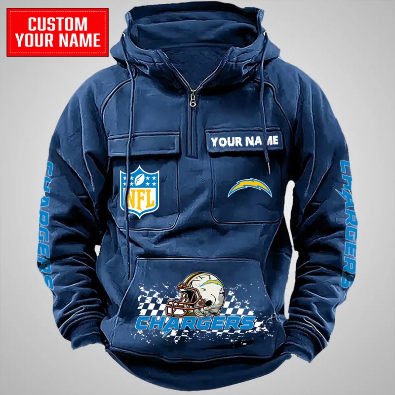 Navy Multi-Pockets Zip Hoodie