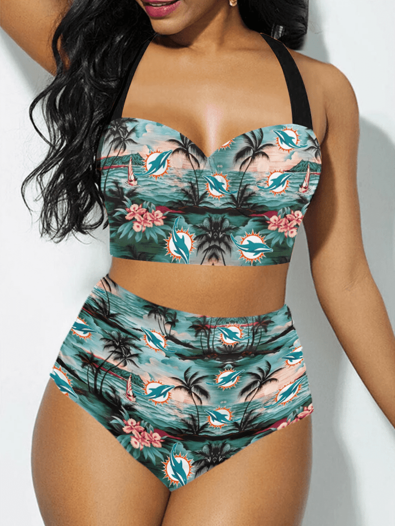 Miami Dolphins Sexy Print Bikini Swimsuit