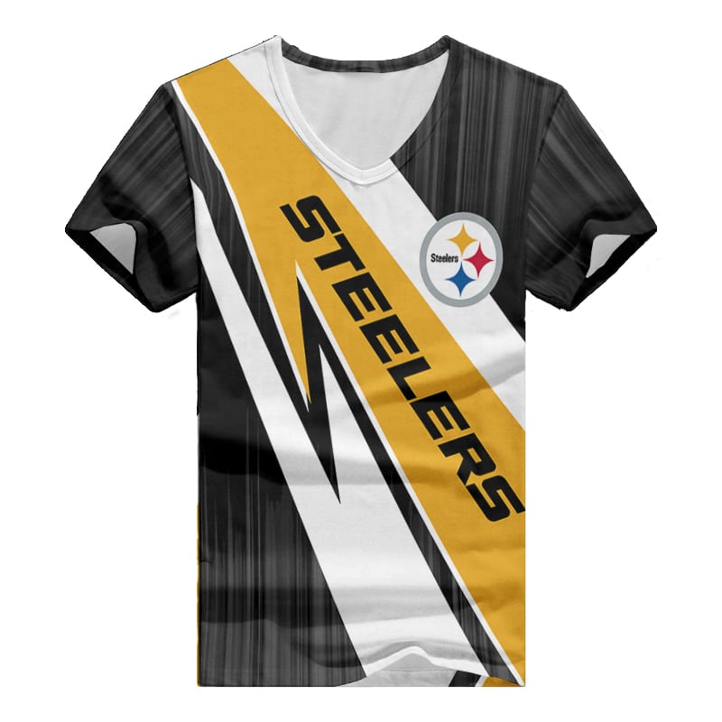 Pittsburgh Steelers V-neck Women T-shirt - Side View