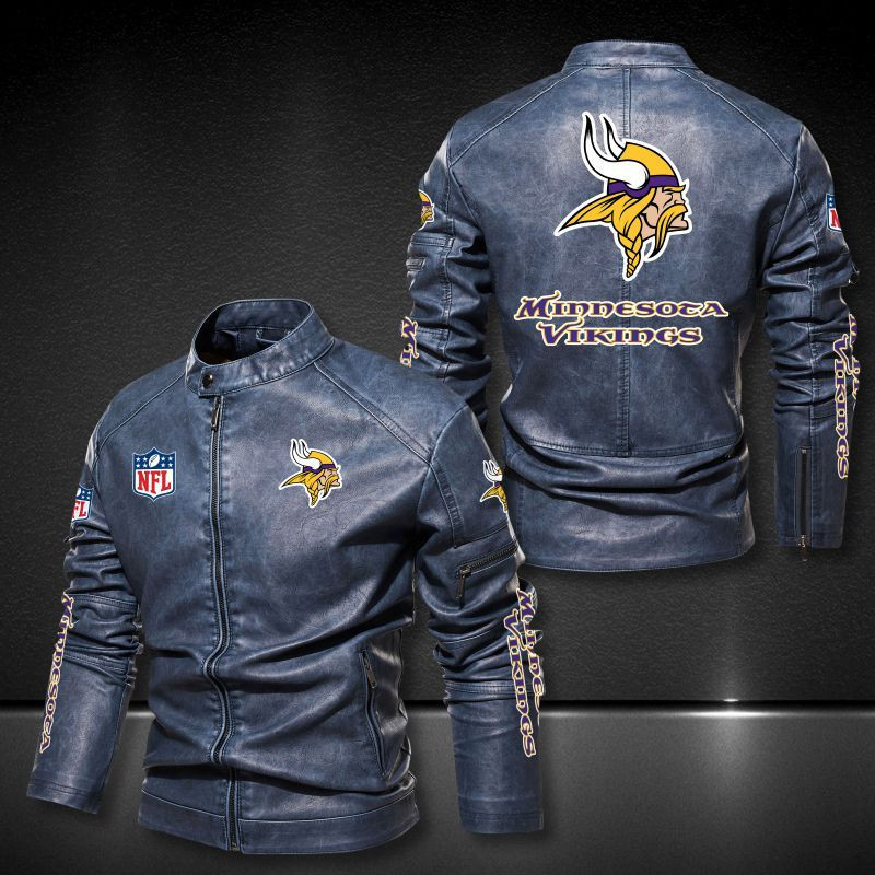 Minnesota Vikings Leather Jacket Side View