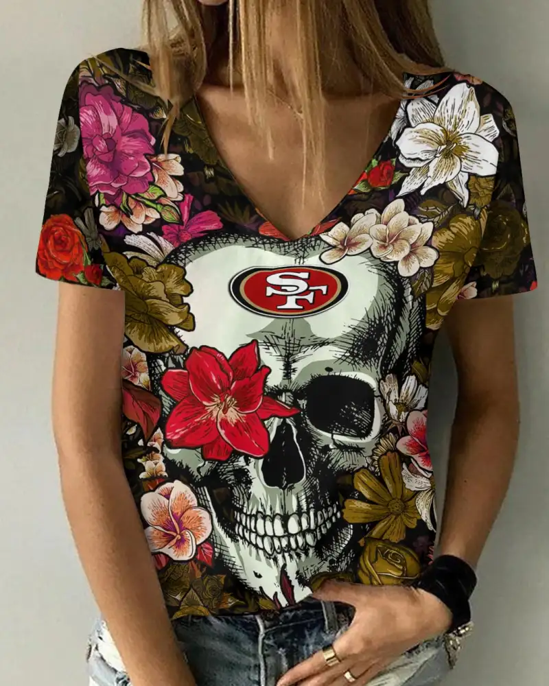 San Francisco 49ers V-neck Women T-shirt - Front View