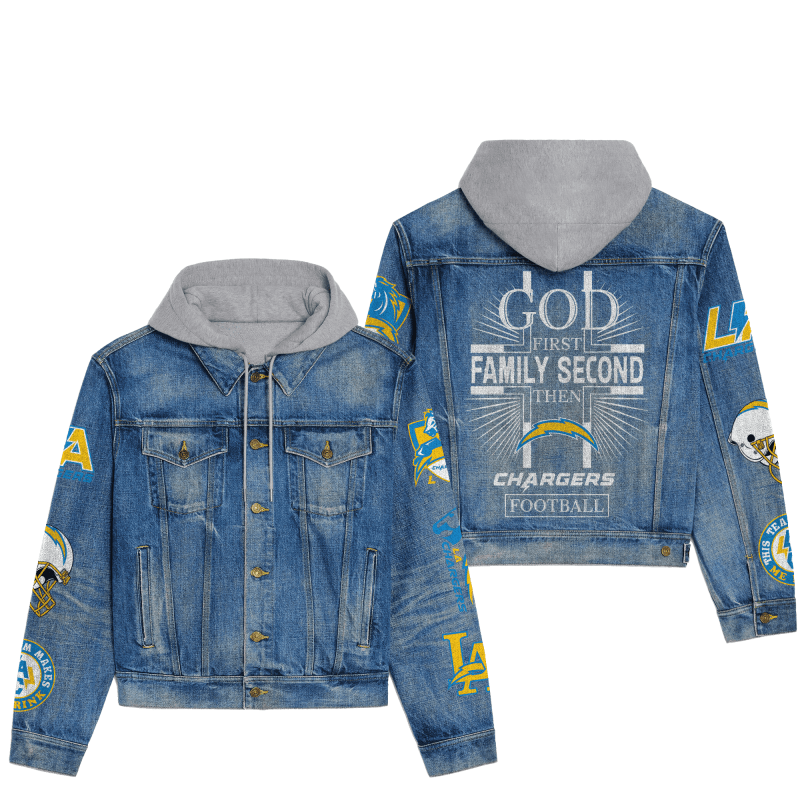 Los Angeles Chargers Premium Hooded Denim Jacket
