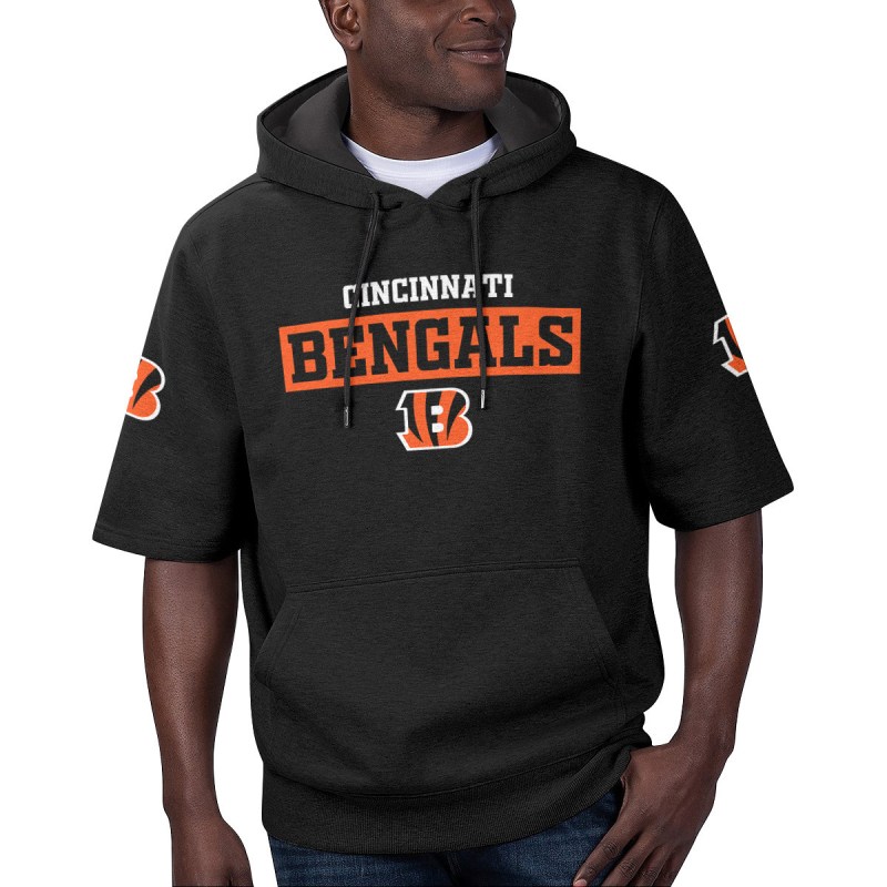 Cincinnati Bengals Short Sleeve Hoodie Front View
