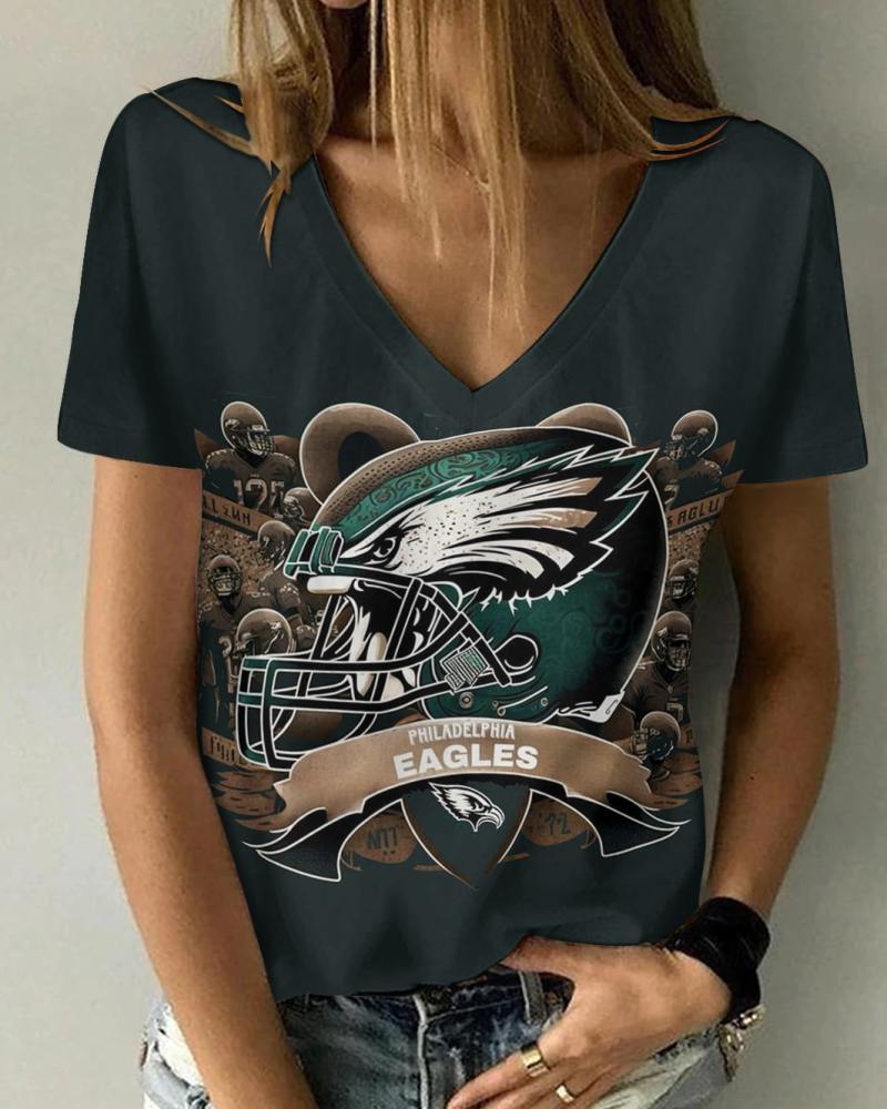 Philadelphia Eagles V-neck Women T-shirt