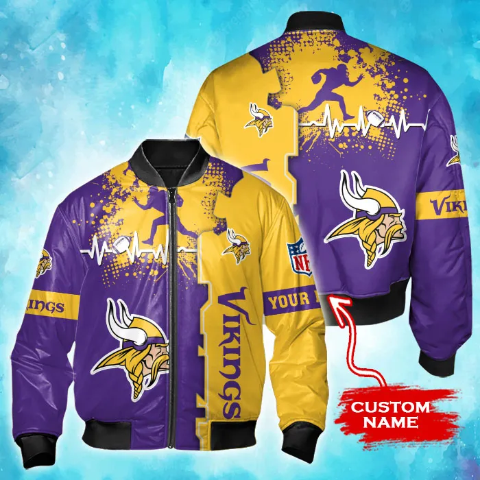 Minnesota Vikings Personalized Bomber Jacket - Front View