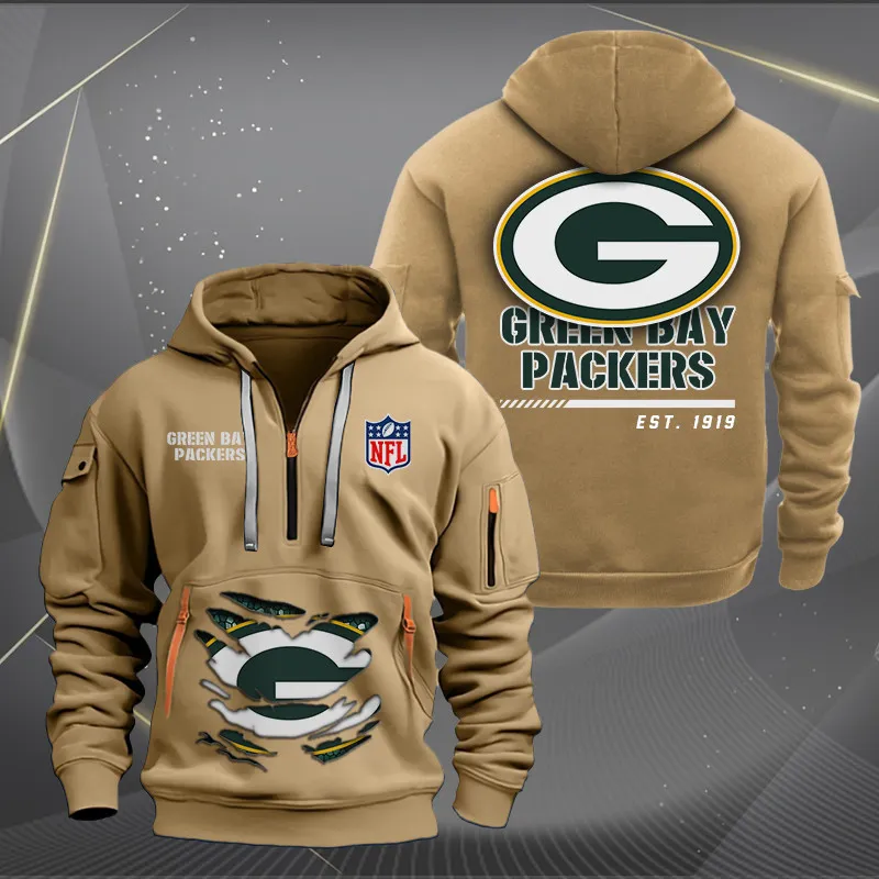 Green Bay Packers New Personalized Quarter Zip Hoodie