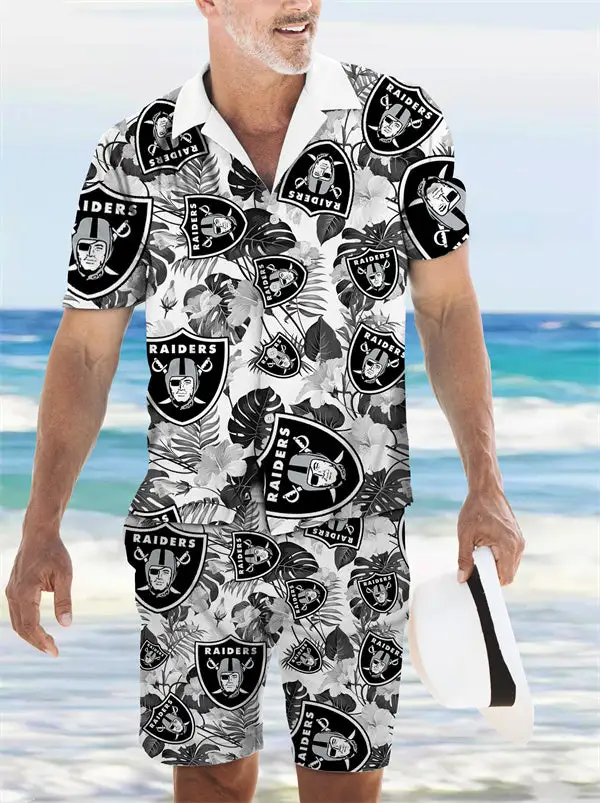 Las Vegas Raiders Hawaiian Shirt and Shorts