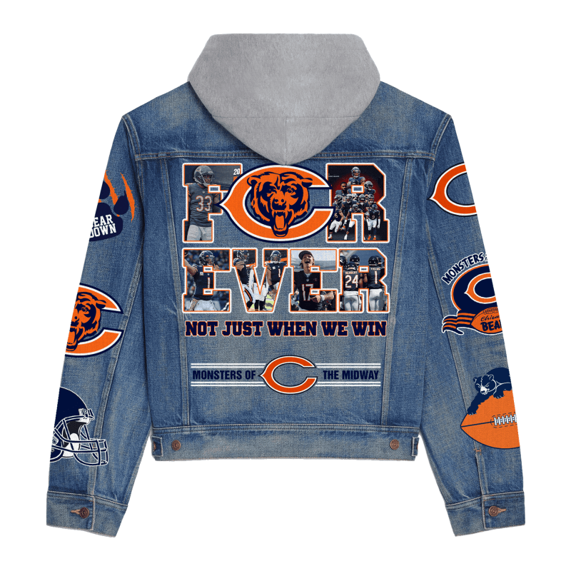 Chicago Bears Premium Hooded Denim Jacket Back View