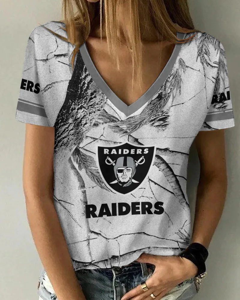 Las Vegas Raiders Summer V-neck Women T-shirt