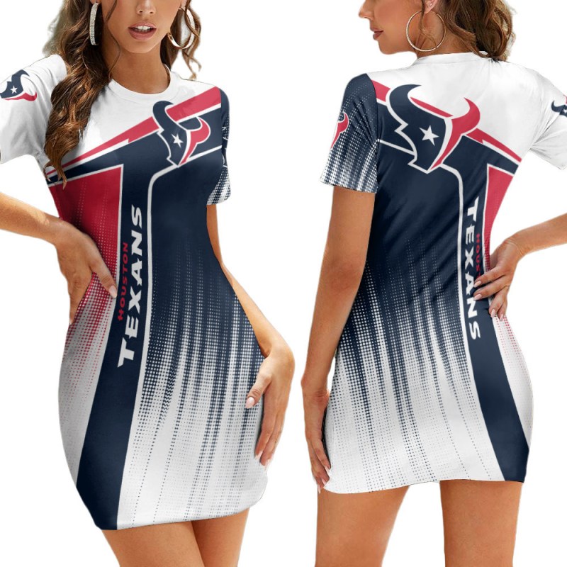 Houston Texans Casual Short Sleeve Bodycon Mini Dress