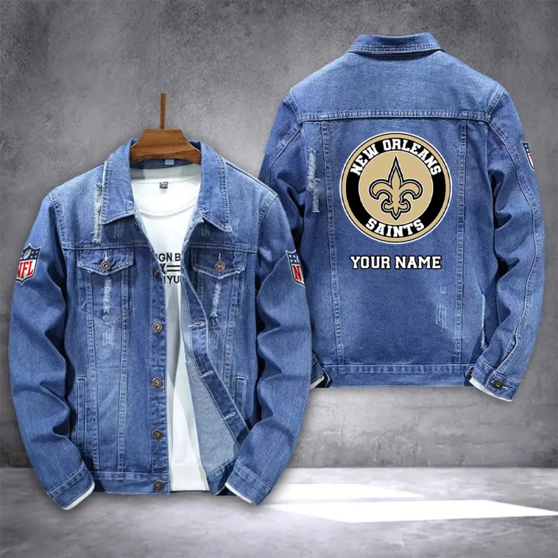 New Orleans Saints Denim Jacket front view