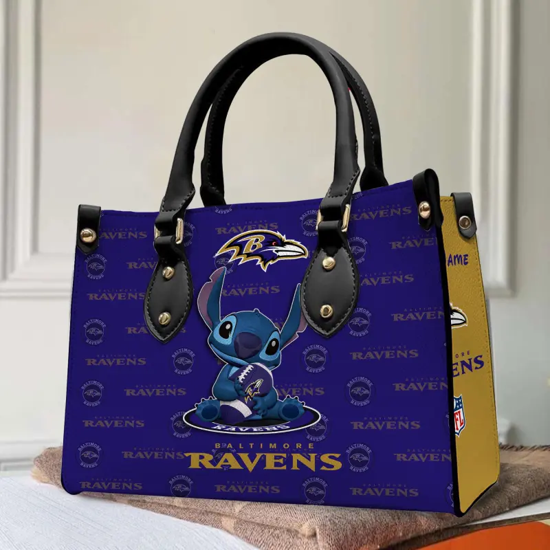 Baltimore Ravens Personalized Leather Hand Bag Mockup 3
