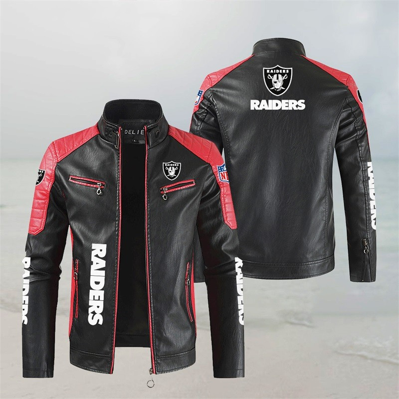 Las Vegas Raiders Stand Collar Leather Jacket