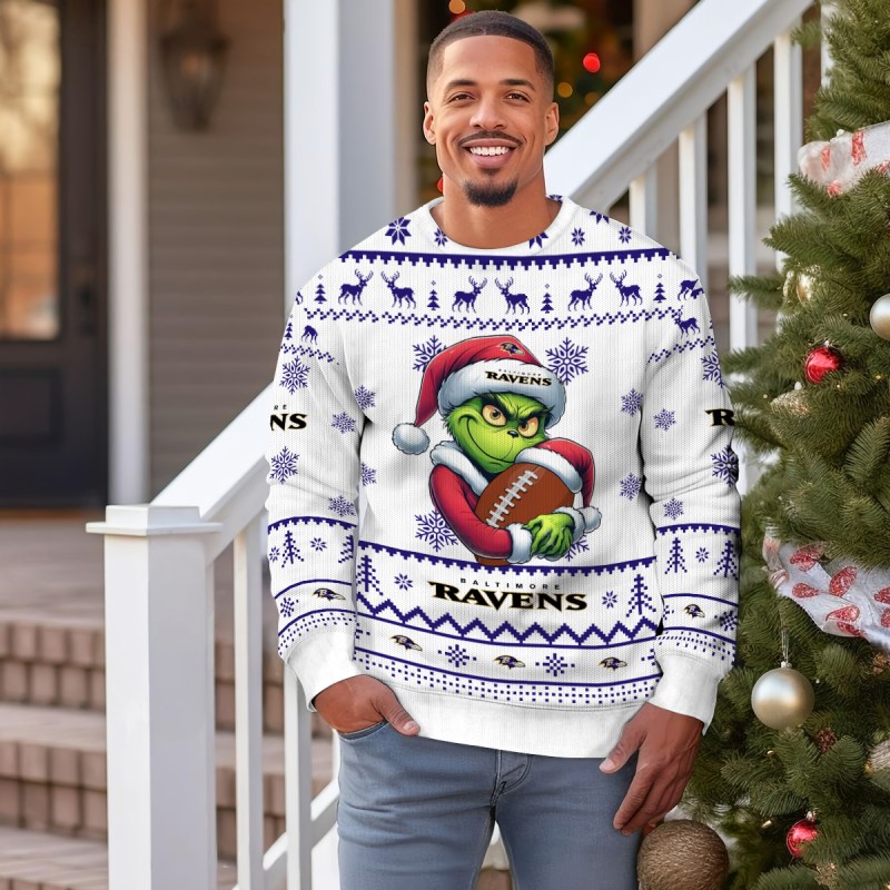 Baltimore Ravens Ugly Christmas Sweater Outdoor View