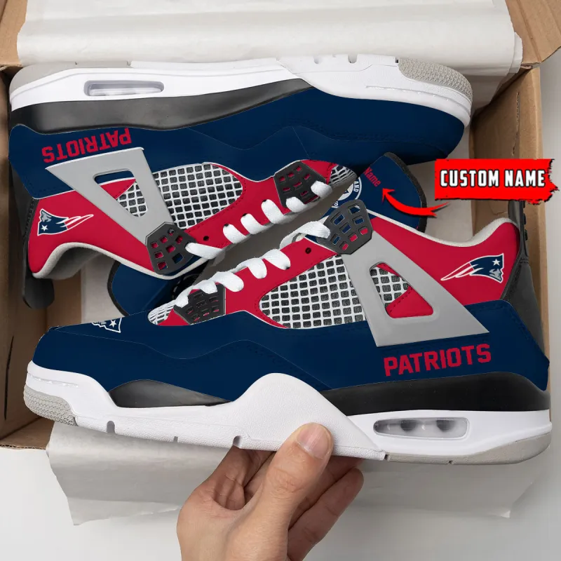 New England Patriots Personalized AJ4 Sneakers
