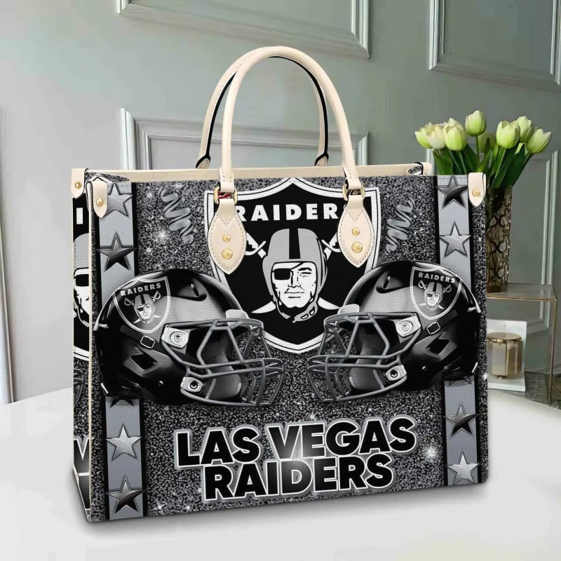 Las Vegas Raiders Leather Hand Bag Side View