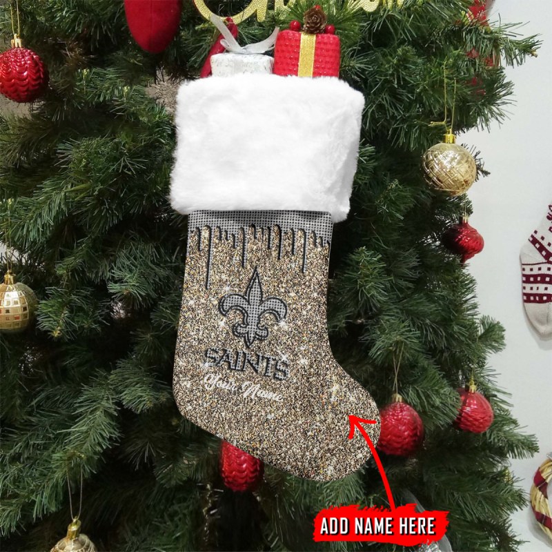 Personalized New Orleans Saints Christmas Socks - Image 2