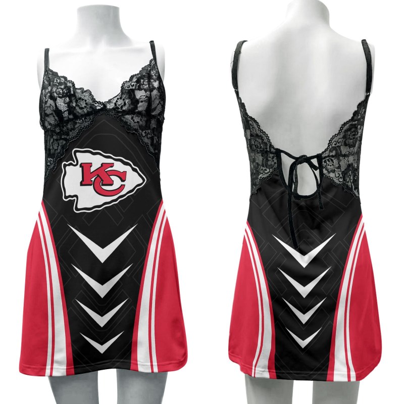 Kansas City Chiefs Lace Back Strap Slip Dress