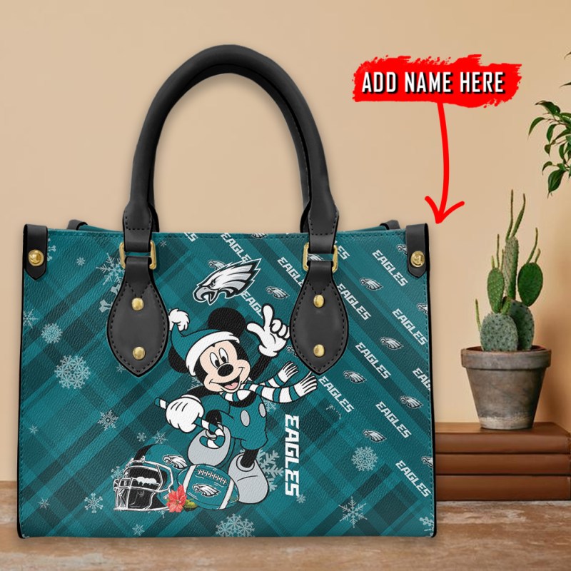 Philadelphia Eagles Personalized Christmas Leather Hand Bag - Image 3