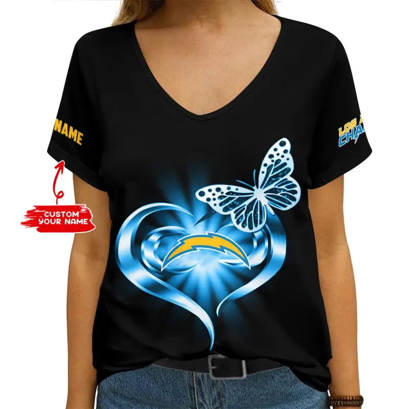 Stylish Fit Los Angeles Chargers V-neck T-shirt