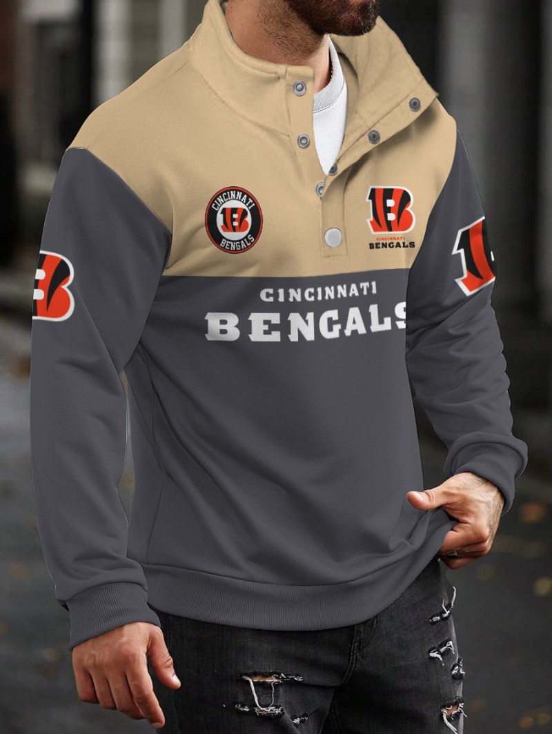 Cincinnati Bengals Casual Colorful Stand Collar Sweatshirt